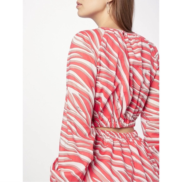 NWT Michael Kors Zebra Print Cotton Lawn Cutout Pink Long Sleeve Mini Dress - Picture 4 of 11